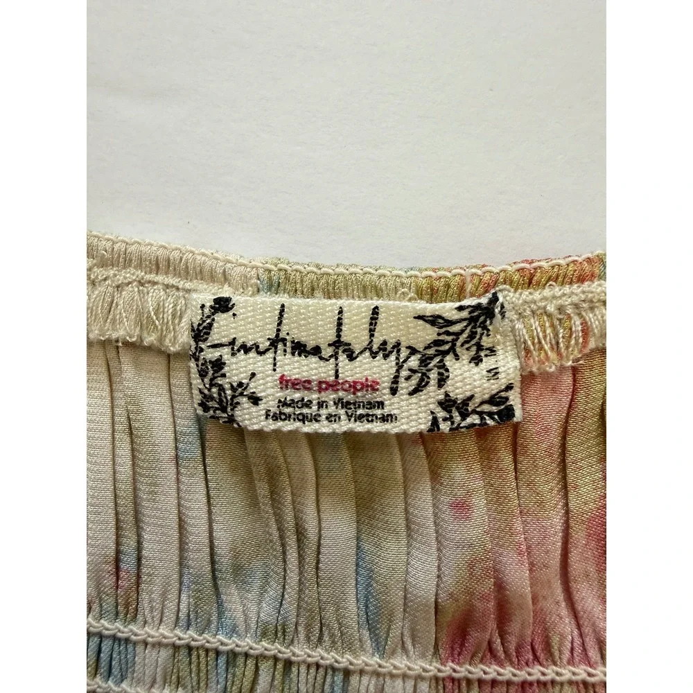 Intimately Free People‎ Boho Floral Smocked Bodysuit Milkmaid Size S Whimsical